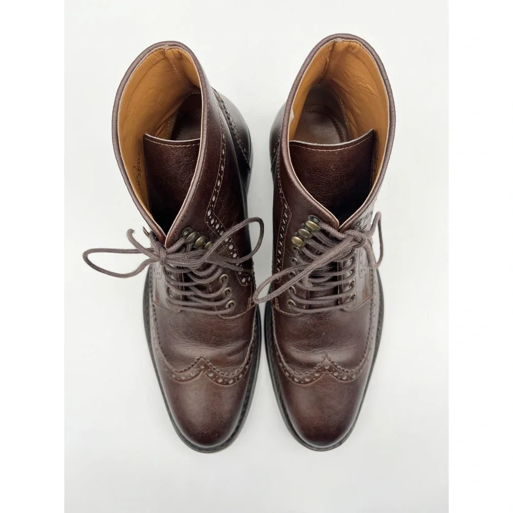 WVS Vegan Leather Lace Up Brown Boot. Size 42